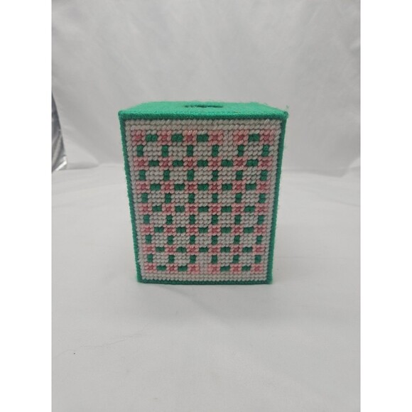 Vintage Handmade Kleenex/Tissue Box Cover Green And Pink - Picture 3 of 13